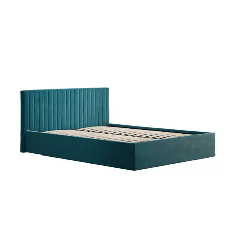 Buy Berlin Teal Velvet Ottoman Storage Double Bed, Colour: Teal, Bed Size: Double (4ft6), 5 from Furnituretta