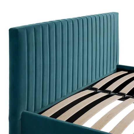 Buy Berlin Teal Velvet Ottoman Storage Double Bed, Colour: Teal, Bed Size: Double (4ft6), 6 from Furnituretta