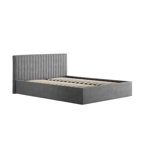Buy Berlin Silver Velvet Ottoman Storage King Bed, Colour: Silver, Bed Size: King (5ft), 4 from Furnituretta