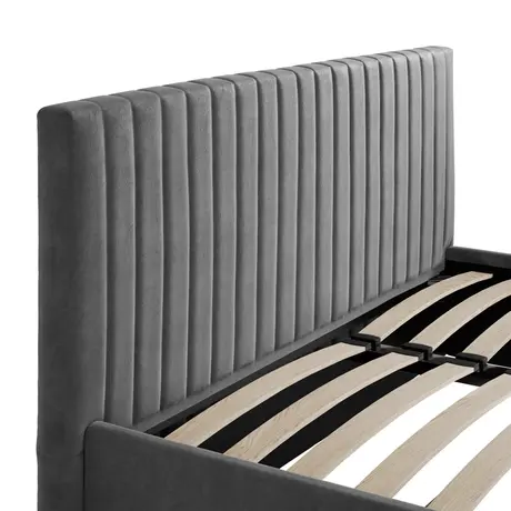 Buy Berlin Silver Velvet Ottoman Storage King Bed, Colour: Silver, Bed Size: King (5ft), 6 from Furnituretta
