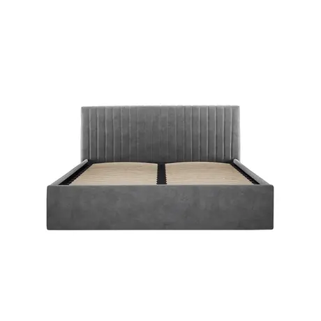 Buy Berlin Silver Velvet Ottoman Storage King Bed, Colour: Silver, Bed Size: King (5ft), 2 from Furnituretta