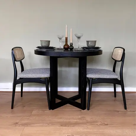 Buy Iris Wenge Dining Table with Cross Base Design, Colour: Wenge (Black Stained Oak), 3 from Furnituretta