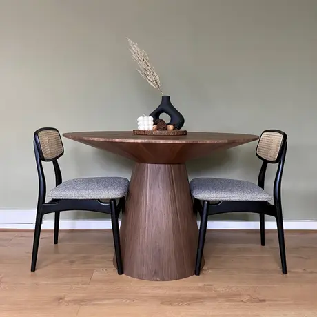Buy Lotus Round Dining Table in Walnut, Colour: Walnut, 2 from Furnituretta