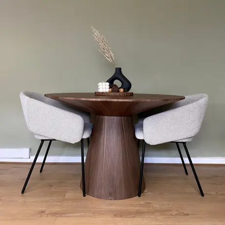 Buy Lotus Round Dining Table in Walnut, Colour: Walnut, 5 from Furnituretta
