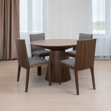 Buy Lotus Round Dining Table in Walnut, Colour: Walnut, 3 from Furnituretta