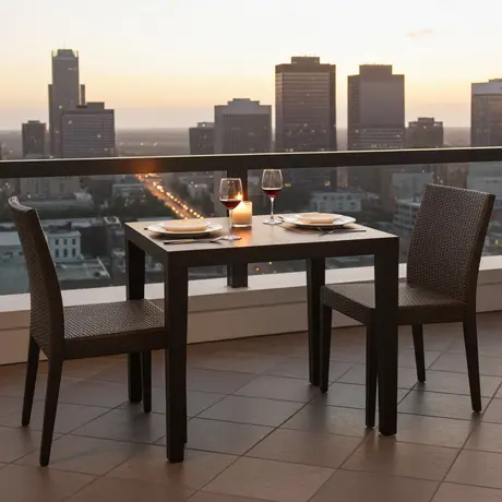 Buy Peony Square Dining Table in Wenge Finish, Colour: Wenge (Black Stained Oak), 5 from Furnituretta