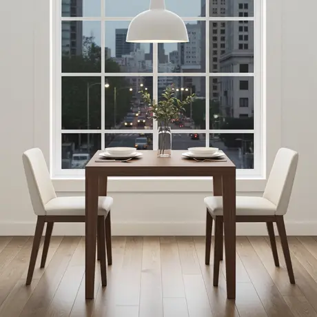 Buy Peony Square Dining Table in Walnut Finish, Colour: Walnut, 5 from Furnituretta