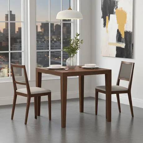 Buy Peony Square Dining Table in Walnut Finish, Colour: Walnut, 3 from Furnituretta
