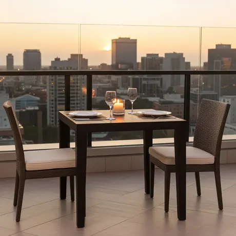 Buy Peony Square Dining Table in Wenge Finish, Colour: Wenge (Black Stained Oak), 3 from Furnituretta