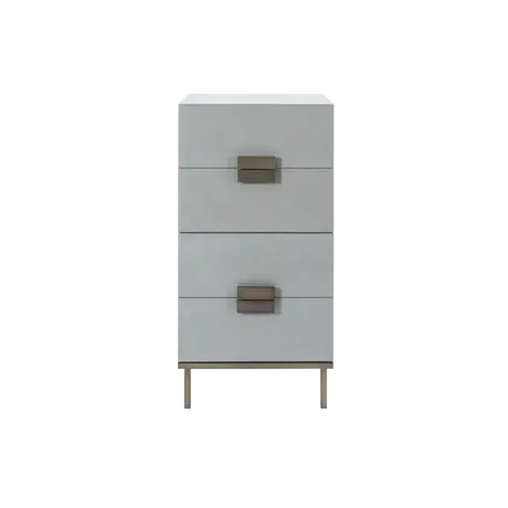 Buy Lilly Grey Oak 4‑Drawer Tallboy with Bronze Frame from Furnituretta