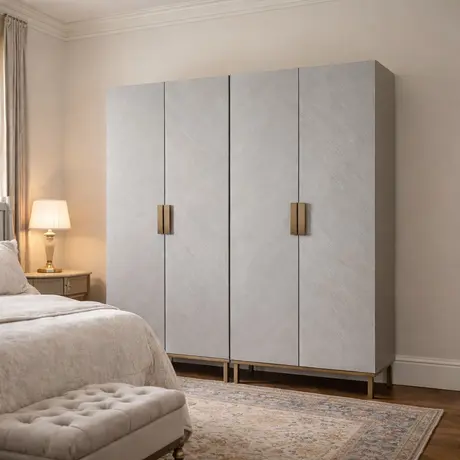 Buy Lilly Grey Oak Wardrobe with Bronze Metal Details, 10 from Furnituretta