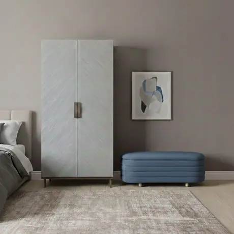 Buy Lilly Grey Oak Wardrobe with Bronze Metal Details, 2 from Furnituretta