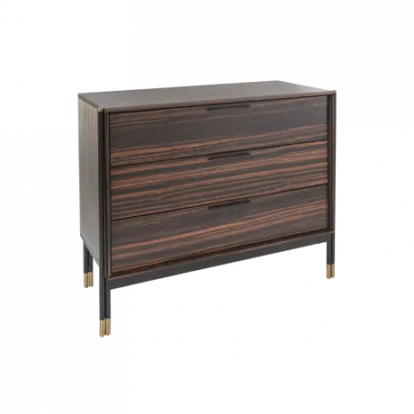 Buy Bali Ebony 3‑Drawer Chest with Brass‑Capped Feet, 3 from Furnituretta