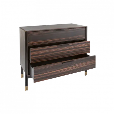 Buy Bali Ebony 3‑Drawer Chest with Brass‑Capped Feet, 4 from Furnituretta