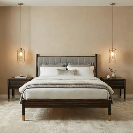 Buy Bali Ebony Double Bedframe with Brass‑Capped Feet, 3 from Furnituretta