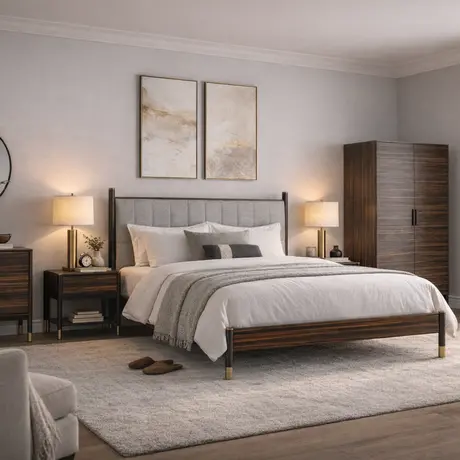 Buy Bali Ebony Wardrobe with Brass‑Capped Feet, 8 from Furnituretta