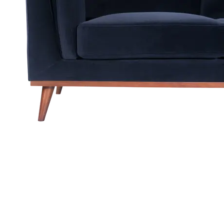 Buy Mickey 2‑Seater Velvet Midnight Blue Sofa with Walnut Legs, Colour: Midnight Blue, 10 from Furnituretta