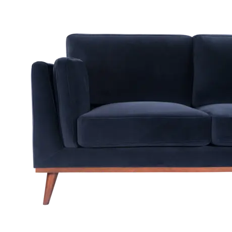 Buy Mickey 2‑Seater Velvet Midnight Blue Sofa with Walnut Legs, Colour: Midnight Blue, 5 from Furnituretta