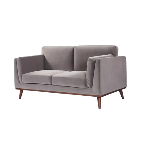 Buy Mickey 2‑Seater Velvet Stone Grey Sofa with Walnut Legs, Colour: Stone Grey, 4 from Furnituretta