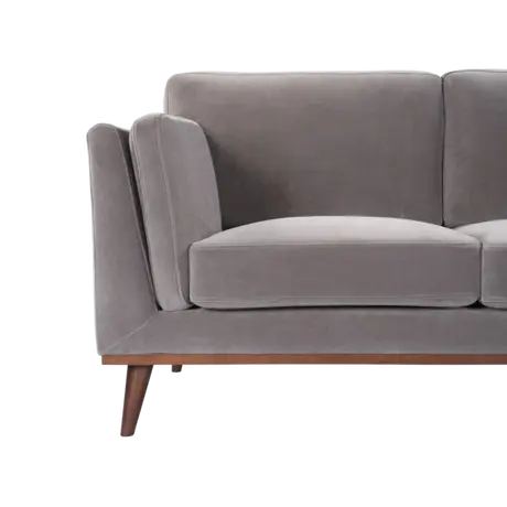 Buy Mickey 2‑Seater Velvet Stone Grey Sofa with Walnut Legs, Colour: Stone Grey, 5 from Furnituretta