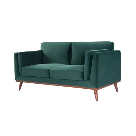 Buy Mickey 2‑Seater Velvet Emerald Green Sofa with Walnut Legs, Colour: Emerald Green, 4 from Furnituretta