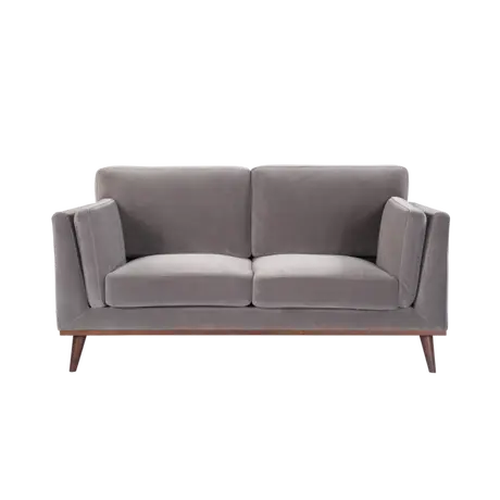 Buy Mickey 2‑Seater Velvet Stone Grey Sofa with Walnut Legs, Colour: Stone Grey from Furnituretta