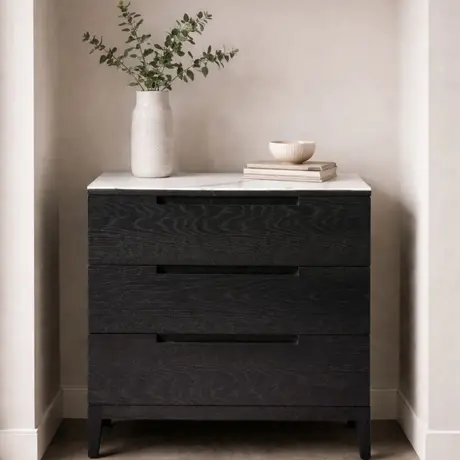 Buy Orchid Marble 3‑Drawer Chest with Black Oak Frame, 2 from Furnituretta