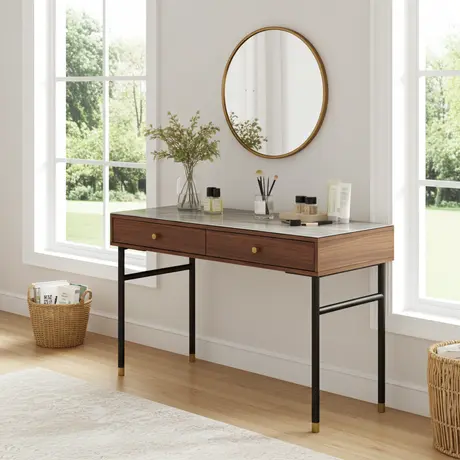 Buy Willow Dressing Table with Marble‑Effect Top, 2 from Furnituretta