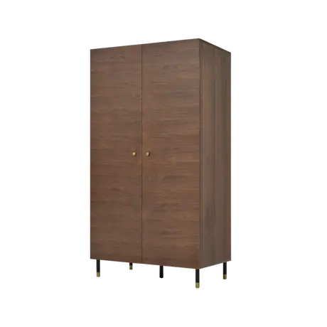 Buy Willow Wardrobe in Tobacco Walnut with Brass Handles, 2 from Furnituretta