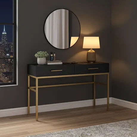 Buy Tulip Dressing Table in Black Oak with Brass Details, 2 from Furnituretta
