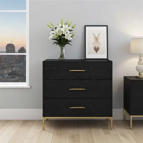 Buy Tulip 3‑Drawer Chest in Black Oak, 2 from Furnituretta
