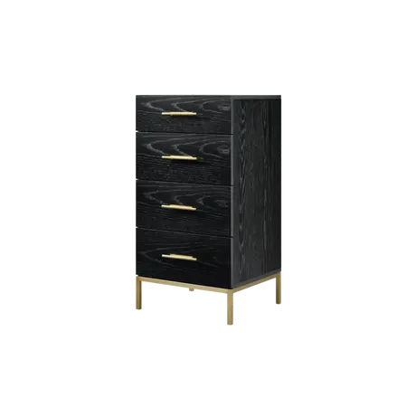 Buy Tulip Tall Boy Chest in Black Oak with Brass Handles, 2 from Furnituretta