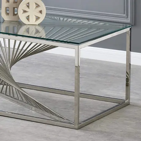 Buy Vista Coffee Table: Clear Glass with Silver Legs, Colour: Silver, 4 from Furnituretta