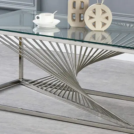 Buy Vista Coffee Table: Clear Glass with Silver Legs, Colour: Silver, 3 from Furnituretta
