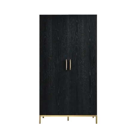 Buy Tulip Wardrobe in Black Oak with Brass Details from Furnituretta