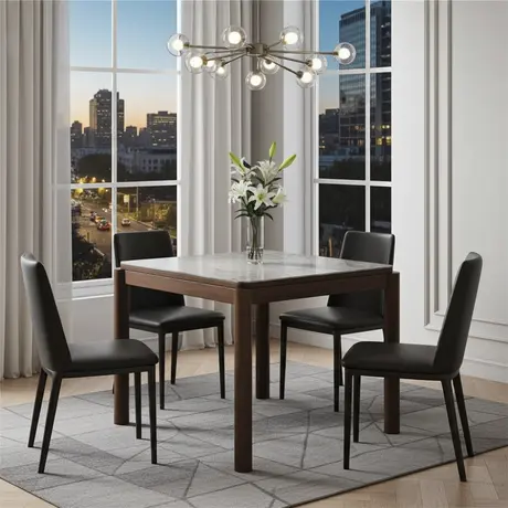 Buy Willow Square Dining Table with Marble‑Effect Top, 7 from Furnituretta