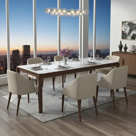 Buy Willow Large Dining Table with Marble‑Effect Top, 2 from Furnituretta