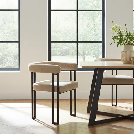 Buy Bloom Dining Chair in Oatmeal Soft Weave Fabric (sold in 2), Colour: Oatmeal Soft Weave, 4 from Furnituretta