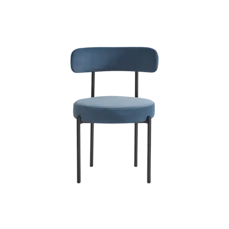 Buy Flora Dining Chair in Blue Velvet Upholstery (sold in 2), Colour: Blue Velvet from Furnituretta