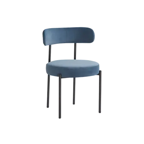 Buy Flora Dining Chair in Blue Velvet Upholstery (sold in 2), Colour: Blue Velvet, 5 from Furnituretta