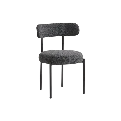 Buy Flora Dining Chair in Charcoal Boucle Fabric (sold in 2), Colour: Charcoal Boucle, 4 from Furnituretta