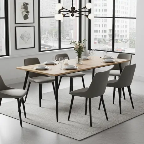 Buy Horizon 180cm Dining Table in Oak Woodgrain Finish, Colour: Oak, 3 from Furnituretta