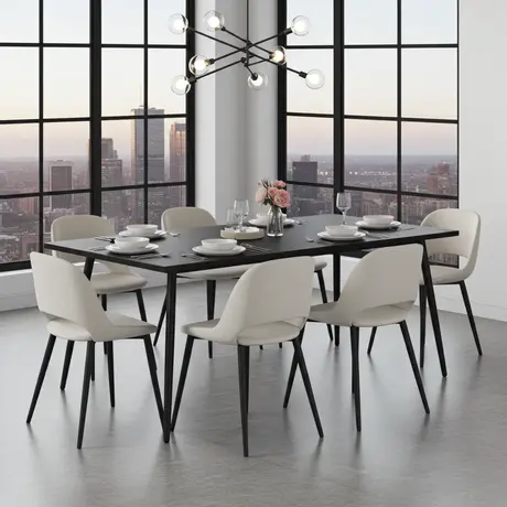 Buy Horizon 180cm Dining Table in Black Woodgrain Finish, Colour: Black, 3 from Furnituretta