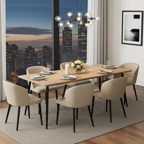 Buy Horizon 180cm Dining Table in Oak Woodgrain Finish, Colour: Oak, 8 from Furnituretta