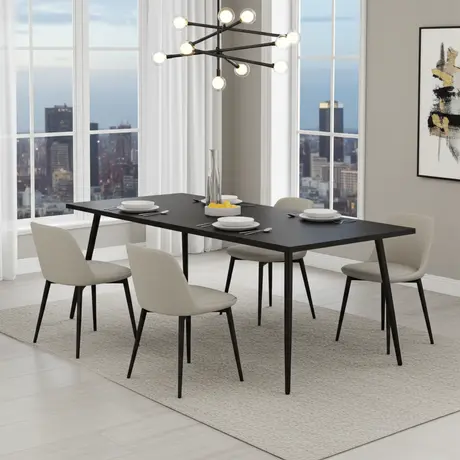 Buy Horizon 180cm Dining Table in Black Woodgrain Finish, Colour: Black, 8 from Furnituretta