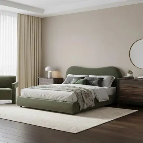 Buy Wave Bed in Natural Weave – Double Size, Colour: Olive, Bed Size: Double (4ft6), 2 from Furnituretta