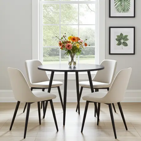 Buy Horizon Round Dining Table in Black Woodgrain Finish, Colour: Black, 3 from Furnituretta