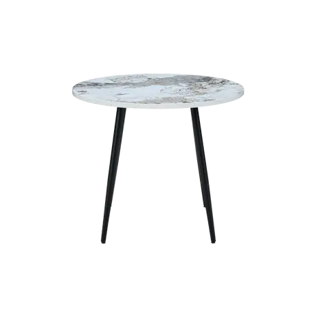 Buy Horizon Round Dining Table with Marble‑Effect Top & Metal Legs, Colour: Pandora, 3 from Furnituretta