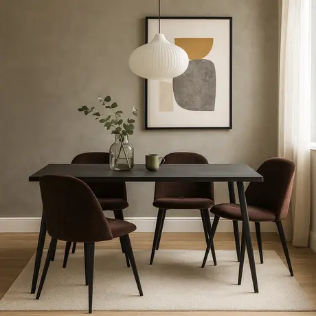 Buy Horizon Medium Dining Table in Black Woodgrain Finish, Colour: Black, 3 from Furnituretta