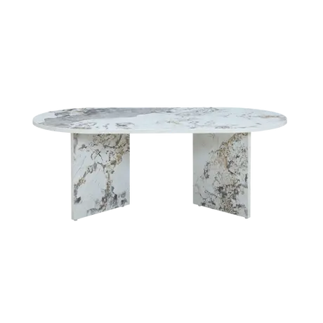 Buy Aura Oval Coffee Table in Pandora Marble‑Effect Finish, 2 from Furnituretta